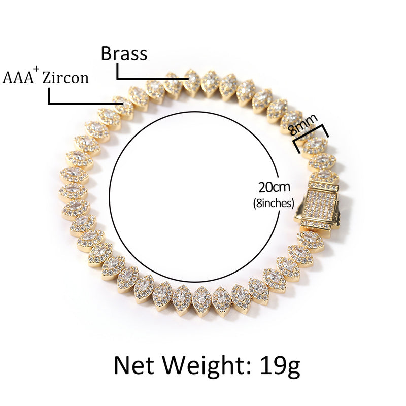 Bracelet Full Diamond Spring Button Horse Eye Bracelet Hip Hop Micro Zircon Spectrum St. Valentine's