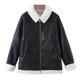 Women Cotton Coat Imitation Lamb Wool Stitching Thickening Loose