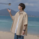 Men Shirts Short Summer Loose Teen Leisure