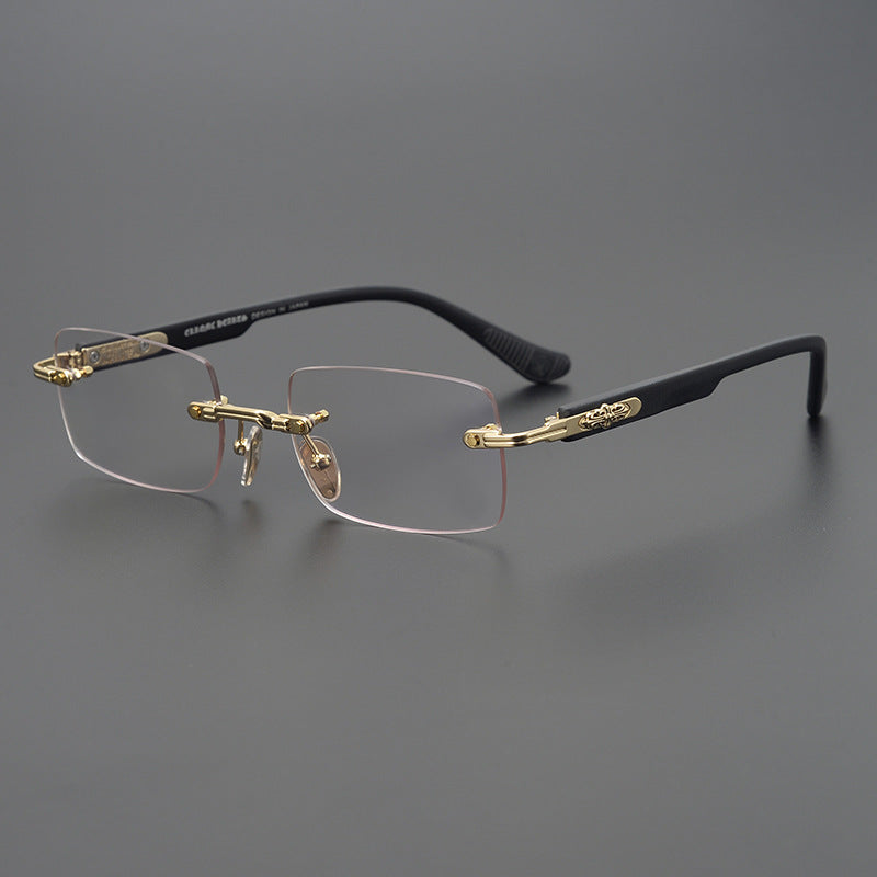 CHH Chrome Hearts Glasses Frameless Business Niche Square Glasses Frame Punching