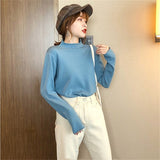 Women Pullover Sweater Loose Solid Color Sweater
