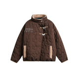 Unisex Coat Stand-up Collar Thermal Coat Loose Cotton Coat