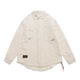 Men Long Sleeved T Shirt Striped Long Sleeve Lapel Shirt Men's Spring and Autumn High Street Casual Shirt Outer Wear