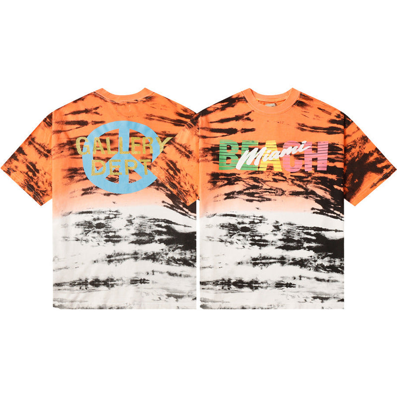 Gallery Dept T-Shirt Hand Painted Ink Splashing Alphabet Washed Retro Short Sleeve T-Shirt
