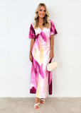 Women Dress Sexy Vitality Color Slit Dress