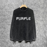 Purple Brand Distressed Long Sleeve Shirt Fashion Distressed Loose Long-sleeved Top