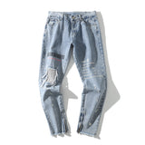 Cargo Pants Retro Embroidery Stitching Ripped