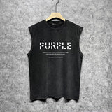 Purple Brand Distressed Tank T Shirts Distressed Sleeveless T-shirt Vest
