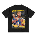 Stephen Curry Curry Short Sleeve Old NBA American Star Print