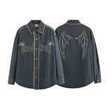 Long Sleeve Shirt Vintage Star Affixed Cloth Embroidered Cowboy Shirt