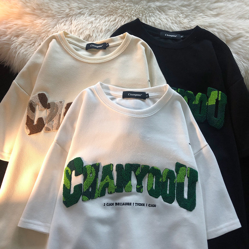Men T Shirt Retro Loose All-Match