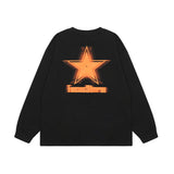 Men Long Sleeve T-Shirt Five-Pointed Star Printed round Neck Base T-shirt Cotton Long Sleeve