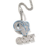 Jewelry Goat Animal Design Hip Hop Necklace Copper with Zircon Spectrum Animal