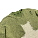 Kapital Sweater Vintage Hida and Macro Cross Ripped round Neck Knitted Pullover Long Sleeve Sweater