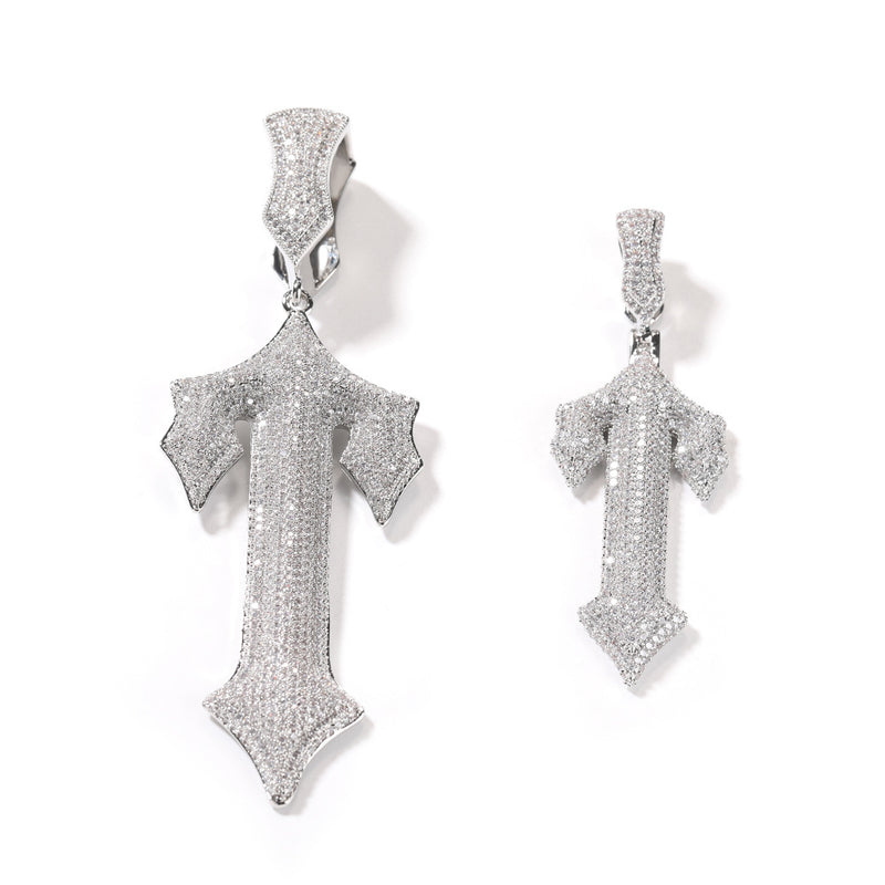 Jewelry T Letter Pendant Fashion Zircon Rap Cross Word Up Spectrum