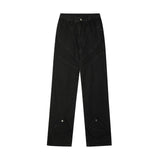 Men Jeans Pleated Stitching Fastener Decoration Loose