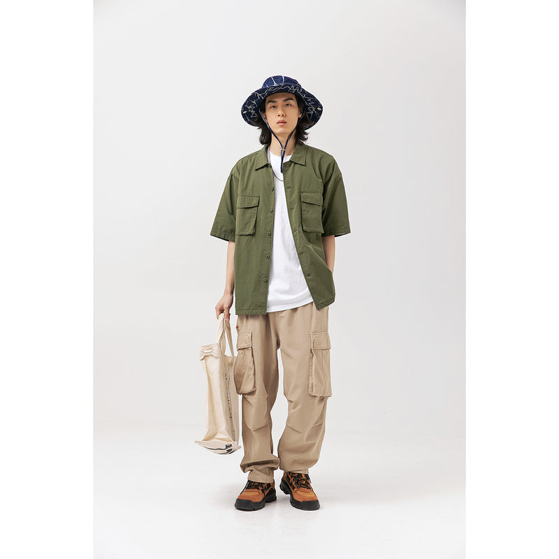 Unisex Shirt Retro Large Pocket Loose Little Bee