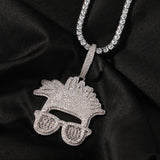 Jewelry Hip Hop Diamond Necklace Trendy Glasses Pendant Spectrum