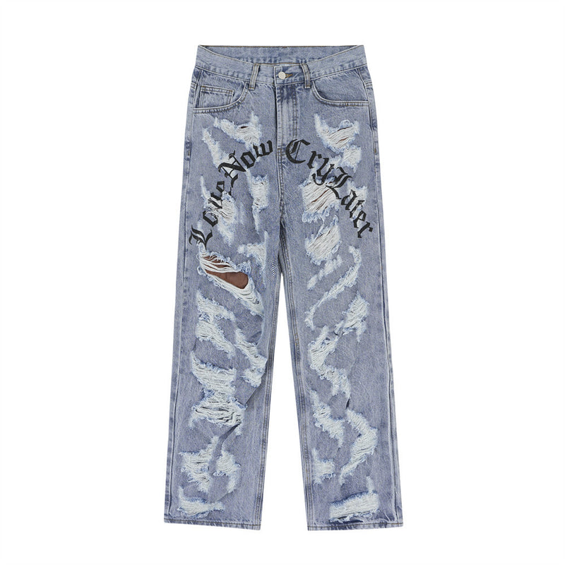Men Jeans Hole Personalized Punk