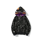 Bathing Ape Hoodie Camouflage Shark Tiger Head Double Hat Sweater