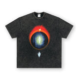 Vintage T-shirts Street Print Loose Front Shoulder Short Sleeve T-Shirt