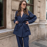 Women Co-Ords Stripes Suit Autumn Leisure