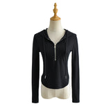 Women Hoodie Solid Color Simple and Thin Zipper