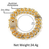 Bracelet Hip Hop 12mm Alloy Bracelet with Diamonds Cuban Chain Royalty Spectrum Cannabis