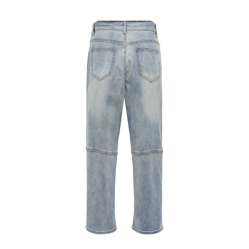 Men Jeans Worn Loose Bright White Retro