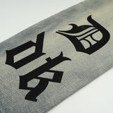 Men Jeans Gothic Letter Printing Mud Yellow Loose