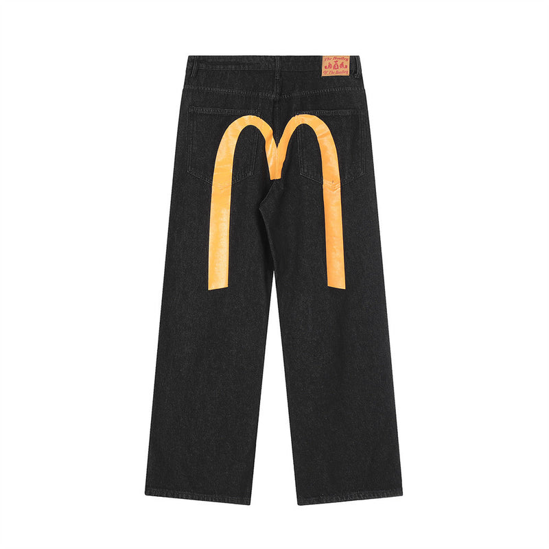 Men Jeans M Letter Print Loose