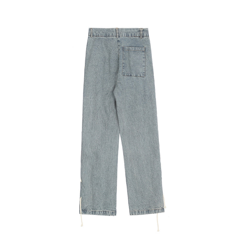 Men Jeans Ripped Drawstring Loose