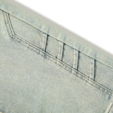 Men Jeans Stitching Ruffle Casual Loose