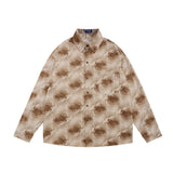 Men Long Sleeved T Shirt Hawaiian Drape Floral Shirt Men's Spring and Autumn Loose Lapel Long Sleeves Shirt