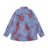 Men Long Sleeved T Shirt Plaid Long Sleeve Shirt Men's Fashion Loose Casual Spring and Autumn Shirt