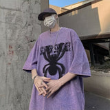 Men T Shirt Vintage Cotton Spider