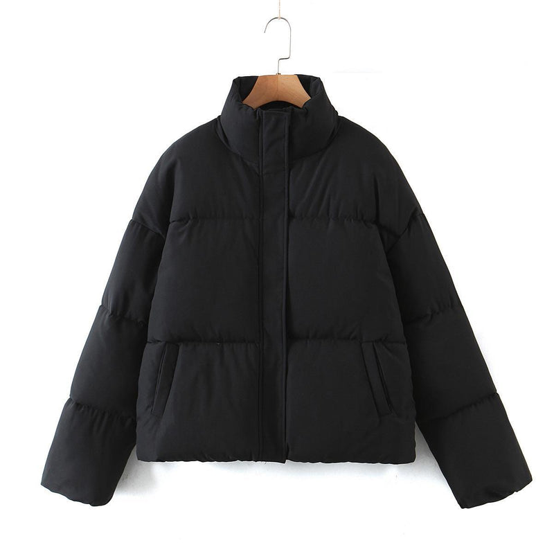 Women Cotton Coat Stand Collar Loose Cotton Jacket