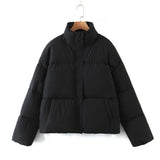 Women Cotton Coat Stand Collar Loose Cotton Jacket