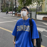 Men T Shirt Summer Heavy Pu Handsome Loose