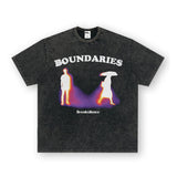 Vintage T-shirts Washed and old white ink printed short-sleeved T-shirts
