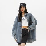 Unisex Shirt Denim Coat Loose Casual Long Sleeves