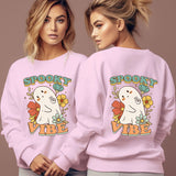 Women's Spooky Vibe Print Hoodies Fashion Cartoon Flower Gho