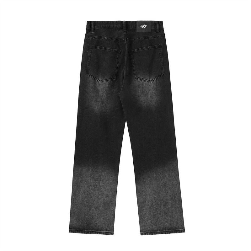 Men Jeans Gradient Five-Pointed Star Paste Cloth Embroidery
