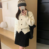 Women Knitted Cardigan College Style Loose Short