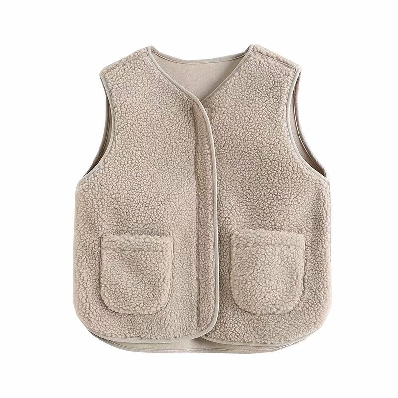 Women Vest Lamb Wool Vest Baggy Coat
