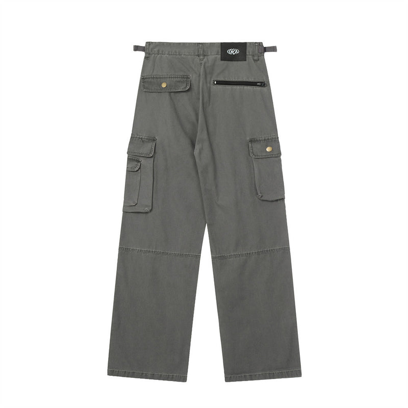 Men Jeans Multi-Pocket Workwear Loose Stitching Casual