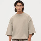 Fog Fear of God Essentials T Shirt Solid Color Fleece Sweater 3/4 Sleeve Loose round Neck Pullover Short Sleeve Men