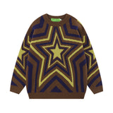 Men Sweater Five-Pointed Star Jacquard Knitted Sweater Niche