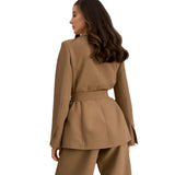 Women Co-Ords Autumn and Winter Long-Sleeved Wide-Leg Pants Lapel Suit Women