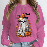 Watercolor Pumpkin Spooky Ghost Print Sweatshirt Hoodie Wome